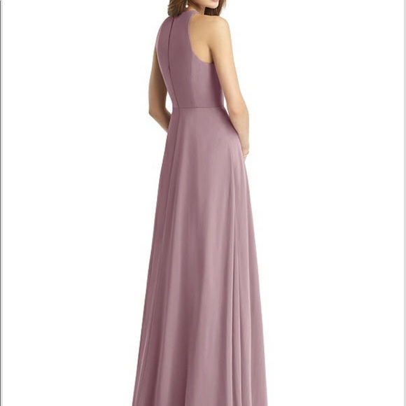 Dusty Rose Dessy Sleeveless Halter Chiffon Maxi Dress - Picture 2 of 4